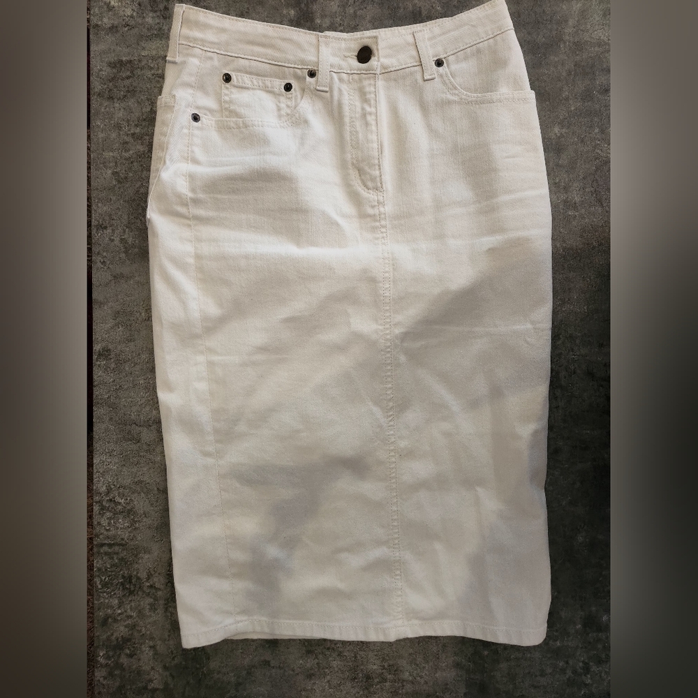 Boden white jean skirt